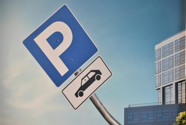 blue and white stop sign